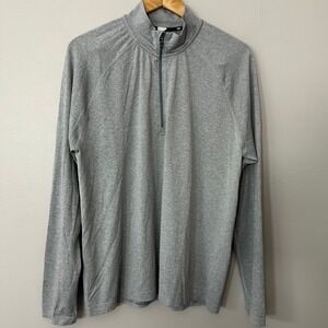 Rhone Pullover Shirt Men L Gray Performance Mesh 1/4 Zip Long Sleeve Mock Neck